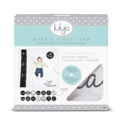 Lulujo prva godina set dekica i kartice Loved Beyond Measure pakiranje - BabyLaura