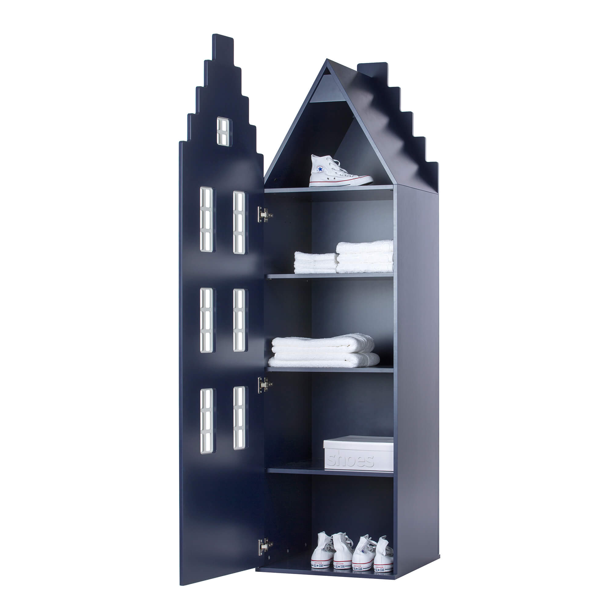 This is Dutch Kast van een Huis® Amsterdam ormar noćno plavi stepenice otvoren - BabyLaura