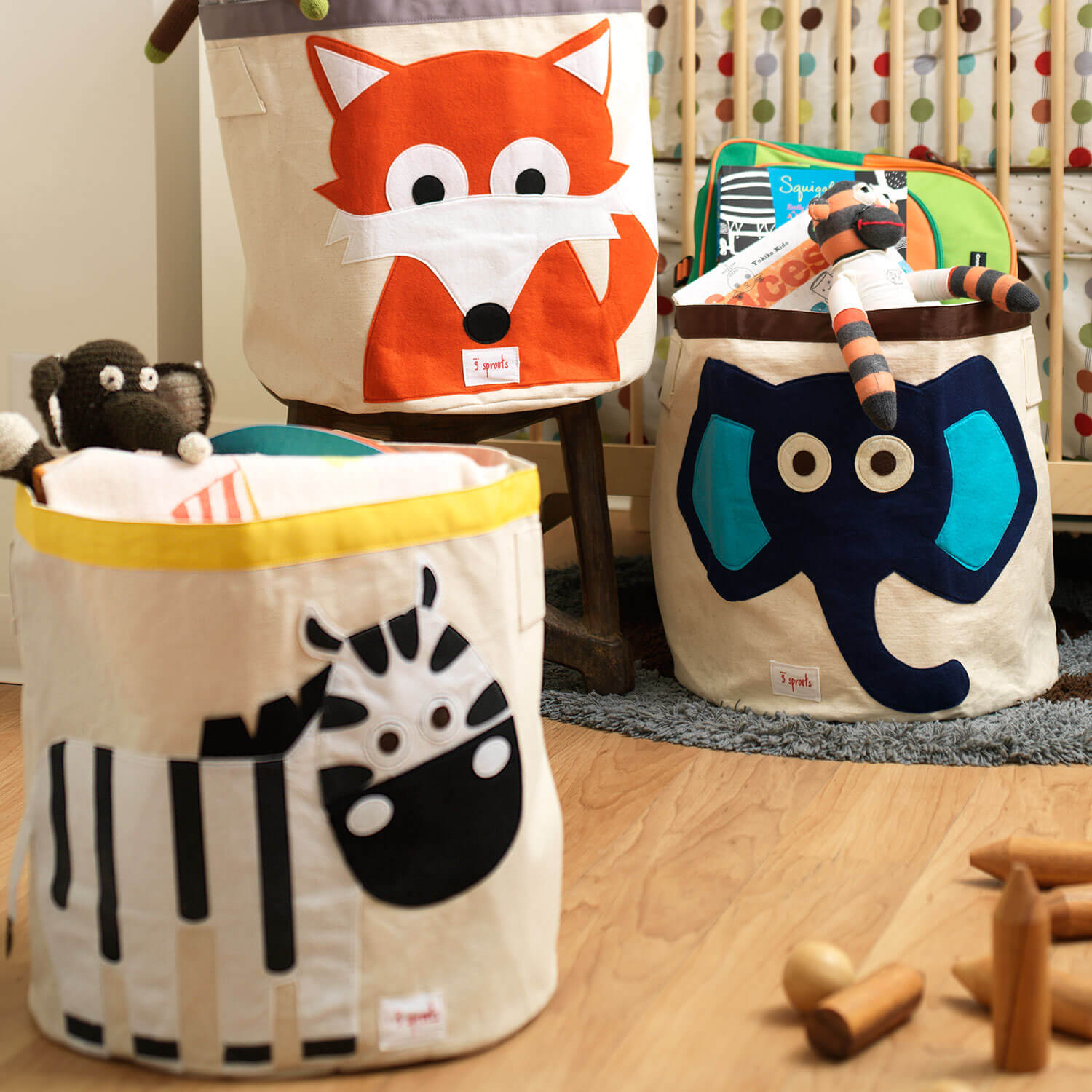 3 Sprouts vreća za igračke Zebra Lisica Slon - BabyLaura